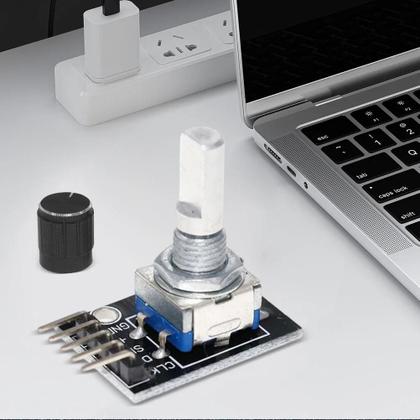 Imagem de Módulo Encoder Rotativo 360 Graus 5V KY-040 Com Tampa De Botão Para Placa De Desenvolvimento Arduino