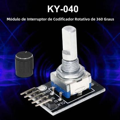 Imagem de Módulo Encoder Rotativo 360 Graus 5V KY-040 Com Tampa De Botão Para Placa De Desenvolvimento Arduino