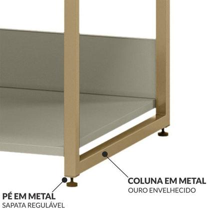 Imagem de Modulo Estante Industrial 54cm com Prateleiras 2 Gavetas - Estrutura Metálica Branco/Off White