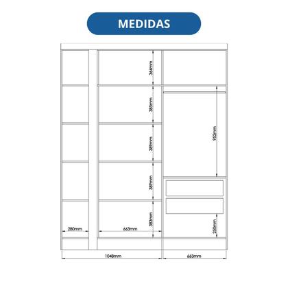 Imagem de Módulo Guarda-roupa de Canto 4 Portas 2 Gavetas Infinity