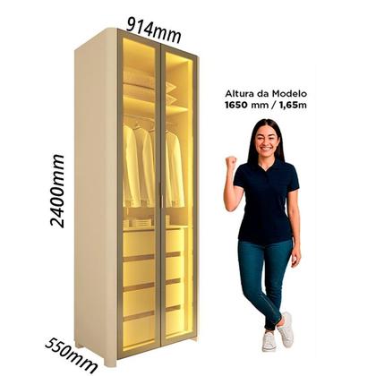 Imagem de Módulo Guarda-roupa Reflecta 2 Portas com Led 100% Mdf Innova