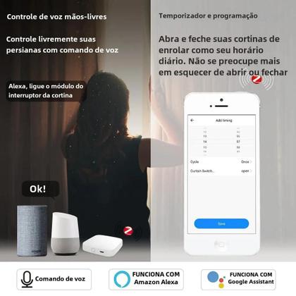 Módulo Inteligente Zigbee/RF433 para Cortinas e Persianas Motorizadas - Controle via MQTT Imagem de Módulo Inteligente Zigbee/RF433 para Cortinas e Persianas Motorizadas - Controle via MQTT