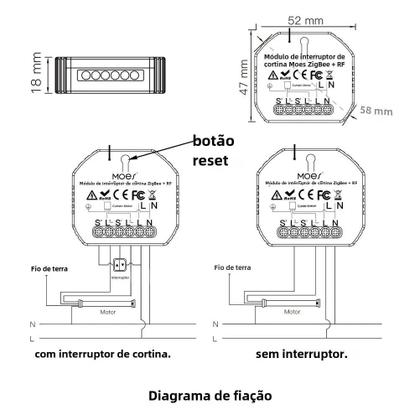 Imagem de Módulo Inteligente Zigbee/RF433 para Cortinas e Persianas Motorizadas - Controle via MQTT