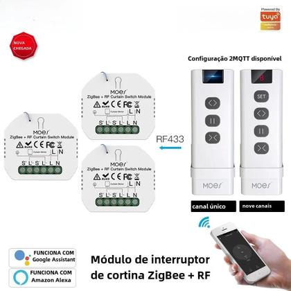 Módulo Inteligente Zigbee/RF433 para Cortinas e Persianas Motorizadas - Controle via MQTT Imagem de Módulo Inteligente Zigbee/RF433 para Cortinas e Persianas Motorizadas - Controle via MQTT