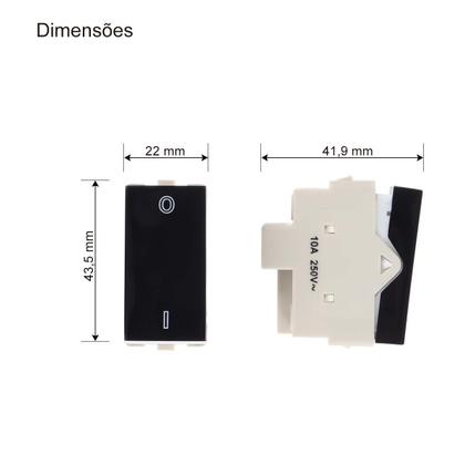 Imagem de Módulo Interruptor Bipolar Simples 10A Ebony Infiniti Margirius