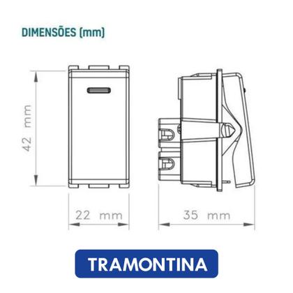 Imagem de Módulo Interruptor Bipolar Simples LIZ/LUX² Tramontina Branco 57115/004