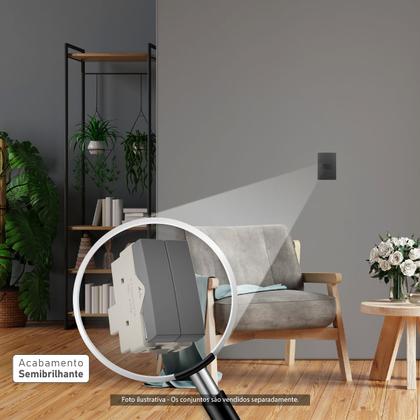 Imagem de Módulo Interruptor Duplo Simples 2 em1  cor Grafite Sleek Margirius