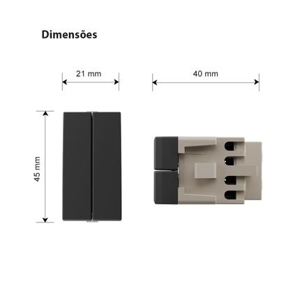 Imagem de Módulo Interruptor Duplo Simples 2 em1  cor Grafite Sleek Margirius