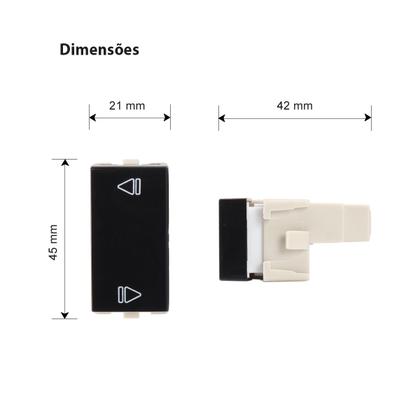 Imagem de Módulo Interruptor Paralelo Three Way com gravação Reversor Preto Sleek MarGirius