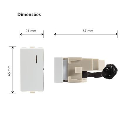 Imagem de Módulo Interruptor Paralelo Three Way com Luz Sleek Branco MarGirius