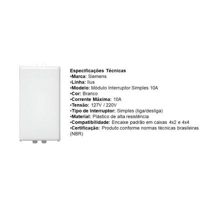 Imagem de Modulo Interruptor Simples 10A Soprano Siemens Ilus