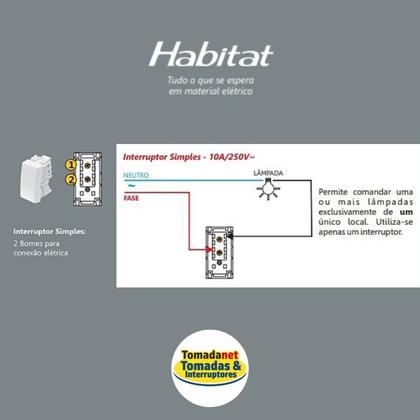 Imagem de Módulo Interruptor Simples 16a/250v Fame Habitat