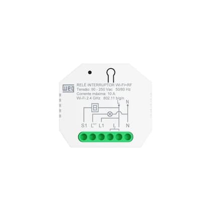 Imagem de Módulo Interruptor Smart WiFi Weg Home 1 Canal para Automação Residencial Inteligente