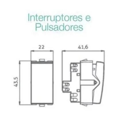 Imagem de Módulo Interruptor Tecla Intermediária Clean Margirius Preto Fosco Ebony