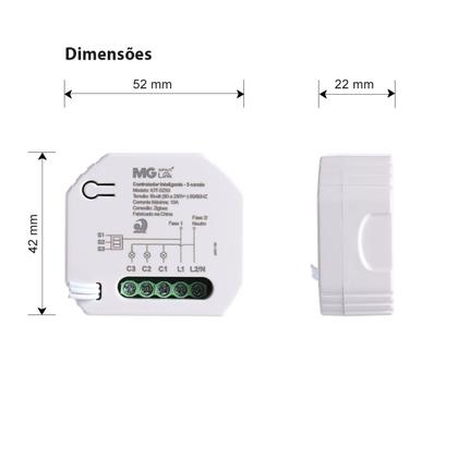 Imagem de  Módulo Interruptor Zigbee Relé Inteligente 3 Canais MarGirius 