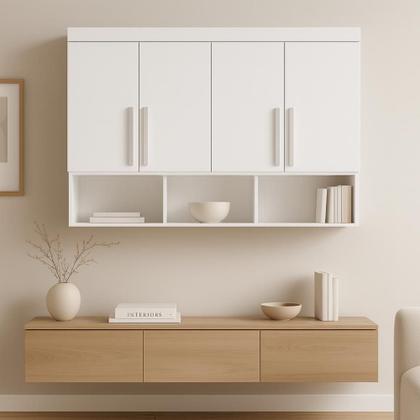 Imagem de Modulo J&A Georgia Armário Aéreo 1,47m Branco Fosco