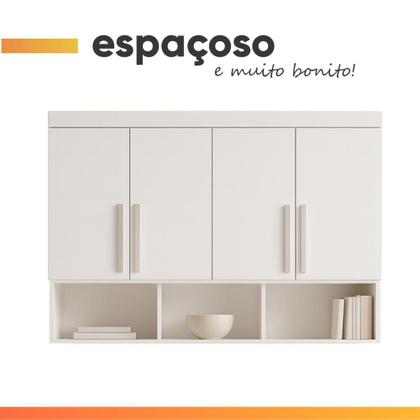 Imagem de Modulo J&A Georgia Armário Aéreo 1,47m Branco Fosco