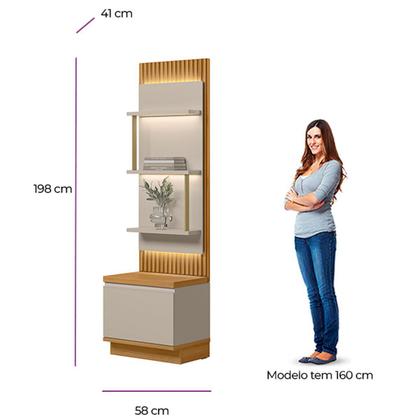 Imagem de Módulo Lateral Ripado com LED 1 Porta 3 Prateleiras Paulina