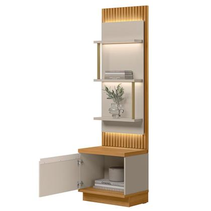 Imagem de Módulo Lateral Ripado com LED 1 Porta 3 Prateleiras Paulina