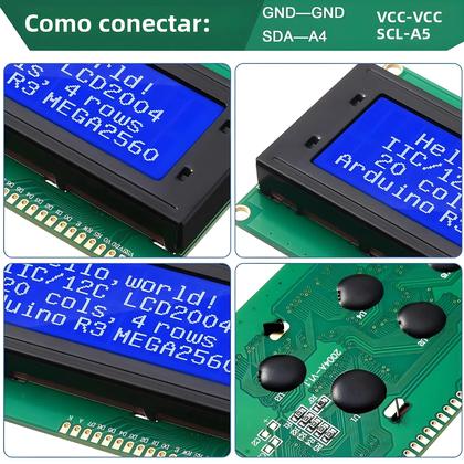 Imagem de Módulo LCD Azul Verde Branco 20x4 Interface Serial IIC I2C Para Adaptador De Display LCD Arduino
