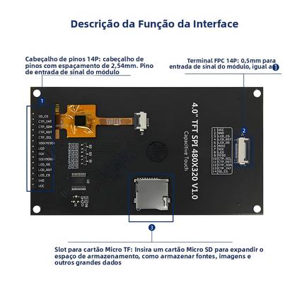 Imagem de Módulo LCD TFT SPI De 4 Polegadas 320X480 Com Tela Sensível Ao Toque Para Arduino Mega2560 ESP32
