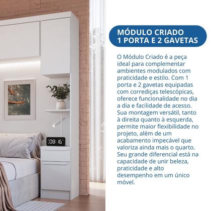 Imagem de Módulo Mesa Cabeceira 2 Portas e 1 Gaveta Infinity