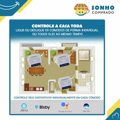 Imagem de Modulo mini inteligente Wi-Fi interruptor 10A 3CH MS-107WF nova digital