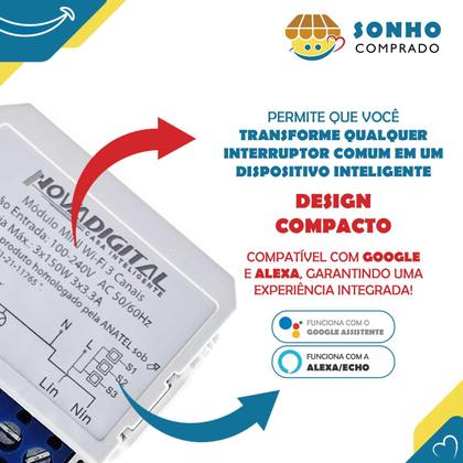 Modulo mini inteligente Wi-Fi interruptor 10A 3CH MS-107WF nova digital Imagem de Modulo mini inteligente Wi-Fi interruptor 10A 3CH MS-107WF nova digital