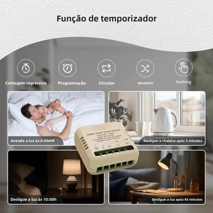 Imagem de Módulo Mini Interruptor WiFi Inteligente Tuya Matter Relé Temporizador Automação Residencial