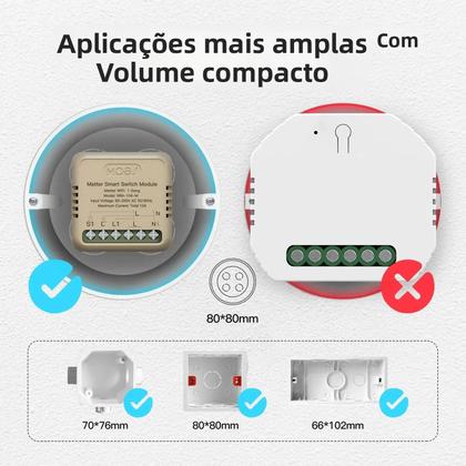 Imagem de Módulo Mini Interruptor WiFi Inteligente Tuya Matter Relé Temporizador Automação Residencial