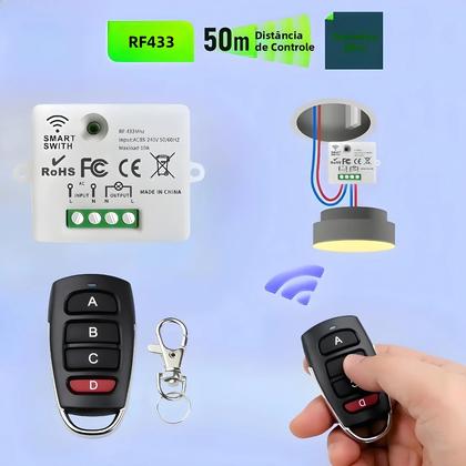 Imagem de Módulo Mini Relé Sem Fio RF433MHz Para Interruptor De Luz Inteligente 110V 220V Com Controle Remoto