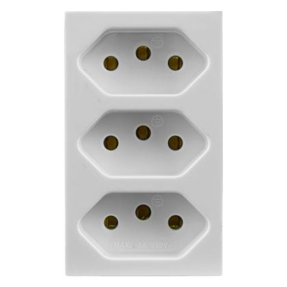 Imagem de Módulo Monobloco com 3 Tomadas 10A 250V~ Linha Vivaz Branca Ilumi - 75123