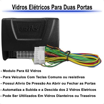 Imagem de modulo para automatizar subida ou descida de 2 vidros eletricos comuns ou resistivos antiesmagamento