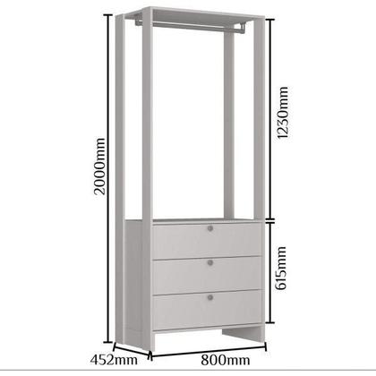 Imagem de Módulo para Closet 1 Cabideiro 3 Gavetas Yes