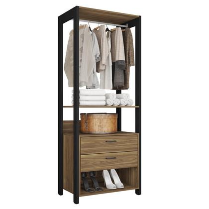 Imagem de Módulo para Closet 2 Gavetas 183cm x 72,8cm Byte Marrom/Mel/Preto