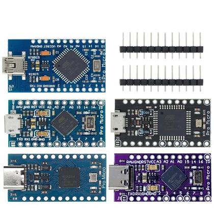 Imagem de Módulo pro Micro ATMEGA32U4 5V 16MHz Com Bootloader, MINI USB, Micro USB, TYPE-C, Conector De 2