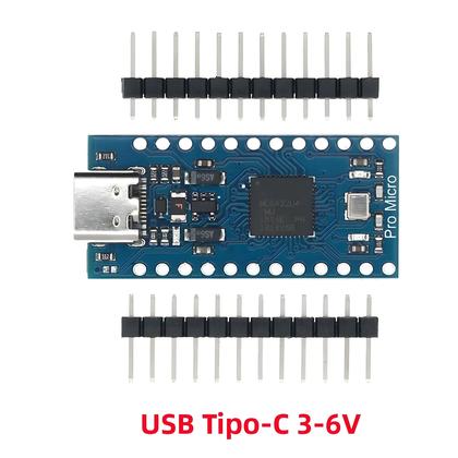 Imagem de Módulo pro Micro ATMEGA32U4 5V 16MHz Com Bootloader, MINI USB, Micro USB, TYPE-C, Conector De 2