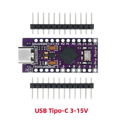 Imagem de Módulo pro Micro ATMEGA32U4 5V 16MHz Com Bootloader, MINI USB, Micro USB, TYPE-C, Conector De 2