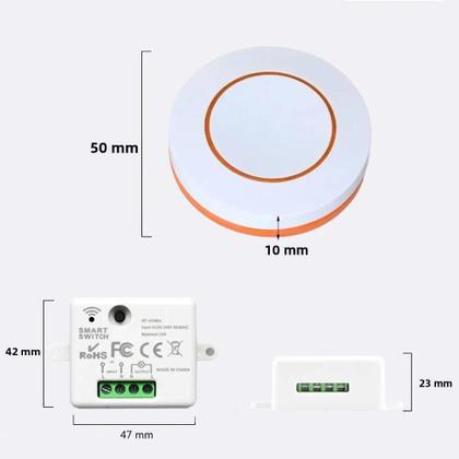 Imagem de Módulo Receptor Mini Sem Fio De Botão Redondo 433MHz Interruptor De Segurança RF 2200W Para Lâmpada