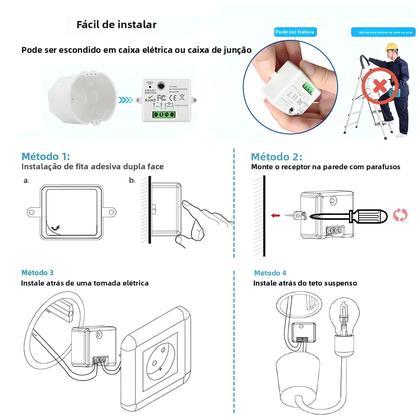 Imagem de Módulo Receptor Mini Sem Fio De Botão Redondo 433MHz Interruptor De Segurança RF 2200W Para Lâmpada