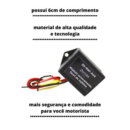 Imagem de Módulo rele acendimento automatico acionamento farol milha neblina plug in play zd-maf-aux