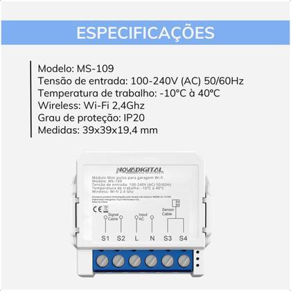 Imagem de Módulo Relé Pulso Para Garagem Portão Sensor Abertura Wi-Fi