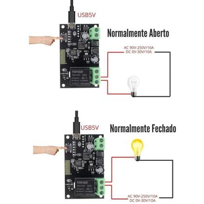 Imagem de Módulo Relé Wi-Fi Pulso Portão Fechadura Elétrica Jwcom