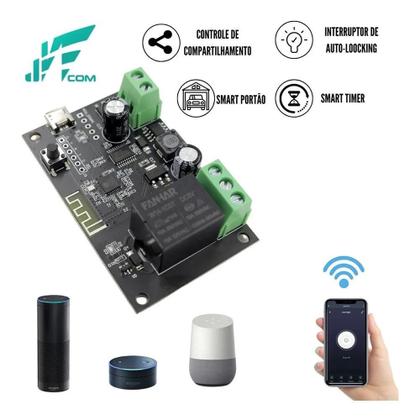 Imagem de Módulo Relé Wi-Fi Pulso Portão Fechadura Elétrica Jwcom