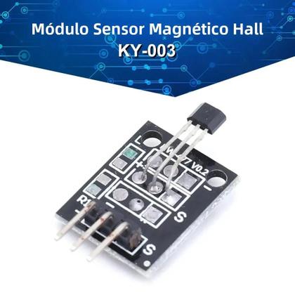 Imagem de Módulo Sensor Magnético Hall Padrão, Trabalho com Placa Arduino, Efeito Hall, KY-003 A3144, 1-10Pcs