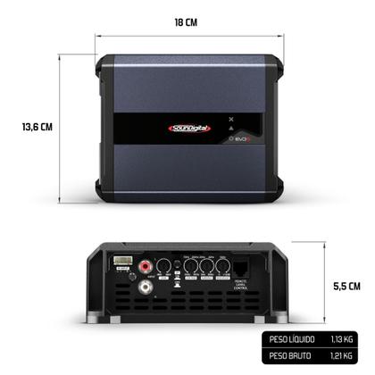 Imagem de Módulo SounDigital 1600.1 EVO5 Amplificador de Som Automotivo 1600W RMS 1 Canal 1 Ohm SD1600.1 Carro Moto SUV Caminhonete Moto SD1600.1 sd1600 1600.1