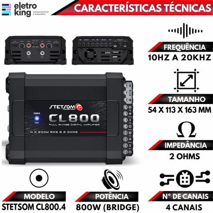 Imagem de Módulo Stetsom Cl800 Amplificador Full Range 800w 4 canais 2 Ohms