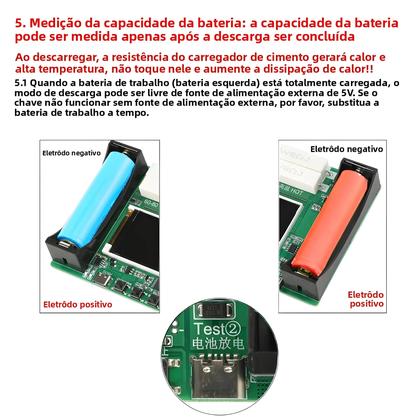 Imagem de Módulo Testador De Capacidade De Bateria De Lítio 18650 MAh MWh Detector Digital De Potência