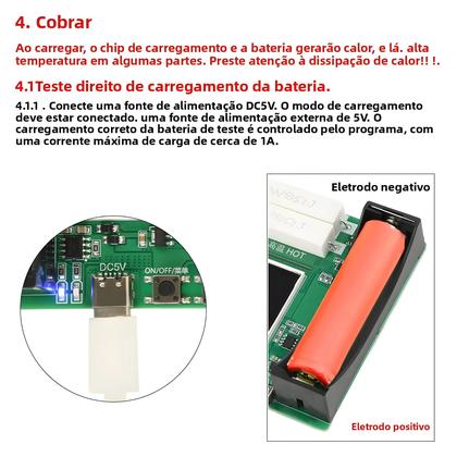 Imagem de Módulo Testador De Capacidade De Bateria De Lítio 18650 MAh MWh Detector Digital De Potência