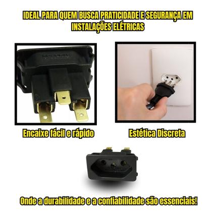 Imagem de Modulo Tomada 10a Amperes Embutir Fêmea 3 Pinos 10 Unidades